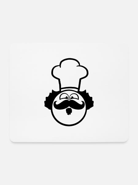 Chefkoch Lustig Smiley Mustache Bart - Mousepad (Querformat) - Weiß