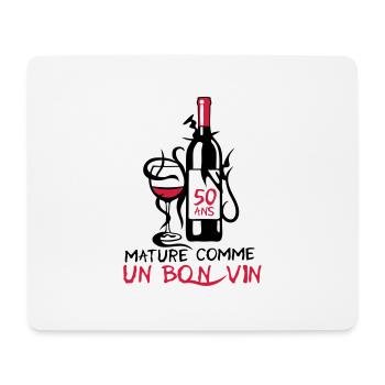 50 ans mature bouteille vin anniversaire - Tapis de souris (format paysage) - blanc - Devant