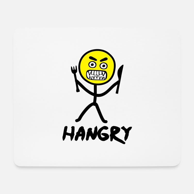 Hungriges Emoji Strichmännchen - Mousepad (Querformat) - Weiß