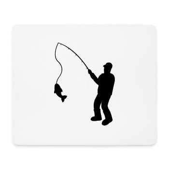 Fischer mit Angelrute und Fisch - Mousepad (Querformat) - Weiß - Vorne