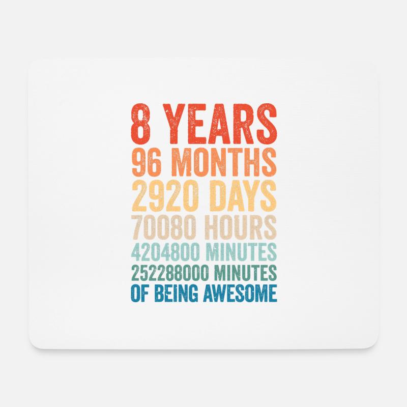 8. Geburtstag 8 Jahre Retro Geschenk Vinatge - Mousepad (Querformat) - Weiß