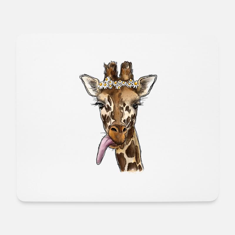 Aquarell Giraffe - Mousepad (Querformat) - Weiß