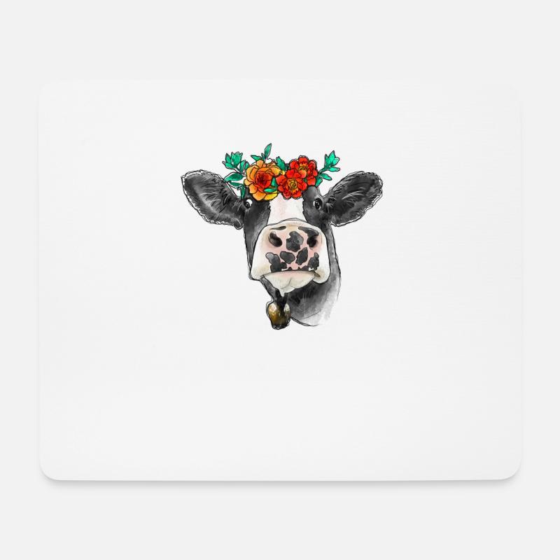 Aquarell Kuh - Mousepad (Querformat) - Weiß