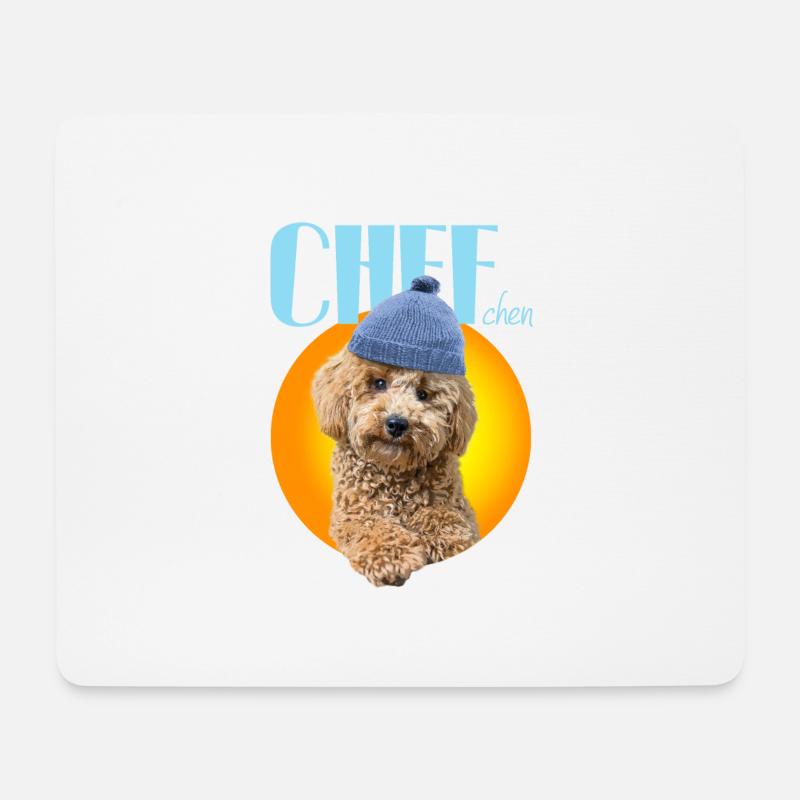 Poodle with poodle hat "Chefchen" - Mouse Pad (horizontal) - white