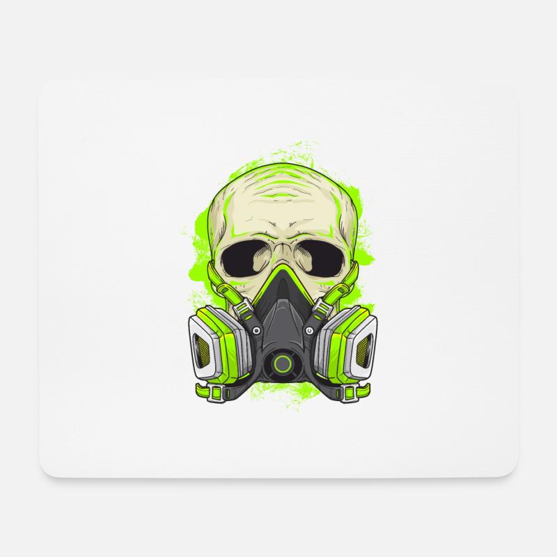 Schädel Biohazard Maske Tod durch Luft - Mousepad (Querformat) - Weiß