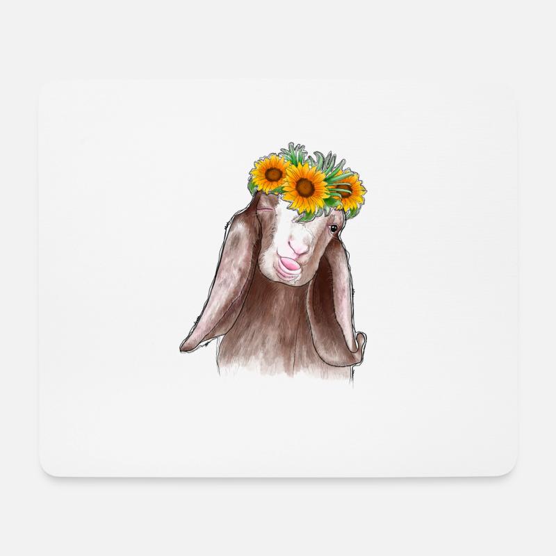 Tournesol de chèvre - Tapis de souris (format paysage) - blanc