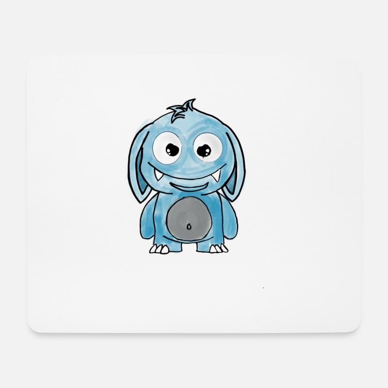 Kleines blaues Monster - Mousepad (Querformat) - Weiß