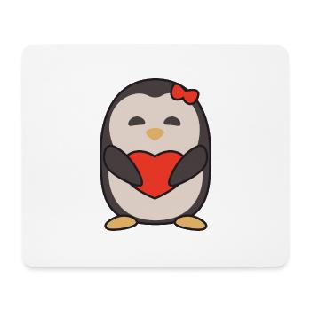 Pingouin avec cœur - Tapis de souris (format paysage) - blanc - Devant