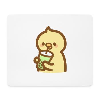 Kawaii yellow baby duck drinking bubble tea - Mousepad (Querformat) - Weiß - Vorne