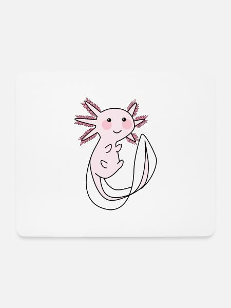 Axolotl Kawaii - Mousepad (Querformat) - Weiß