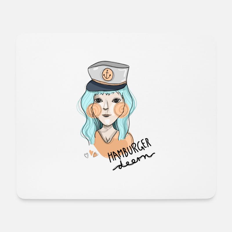 Kapitänin Illustration Hamburger Deern - Mousepad (Querformat) - Weiß