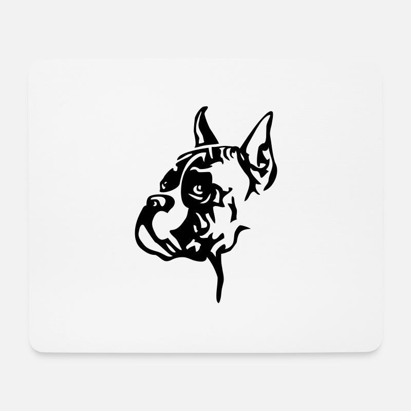 Boxer Kopf kupiert - Mousepad (Querformat) - Weiß