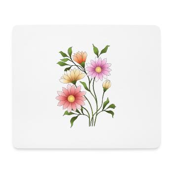 Fleur - Tapis de souris (format paysage) - blanc - Devant