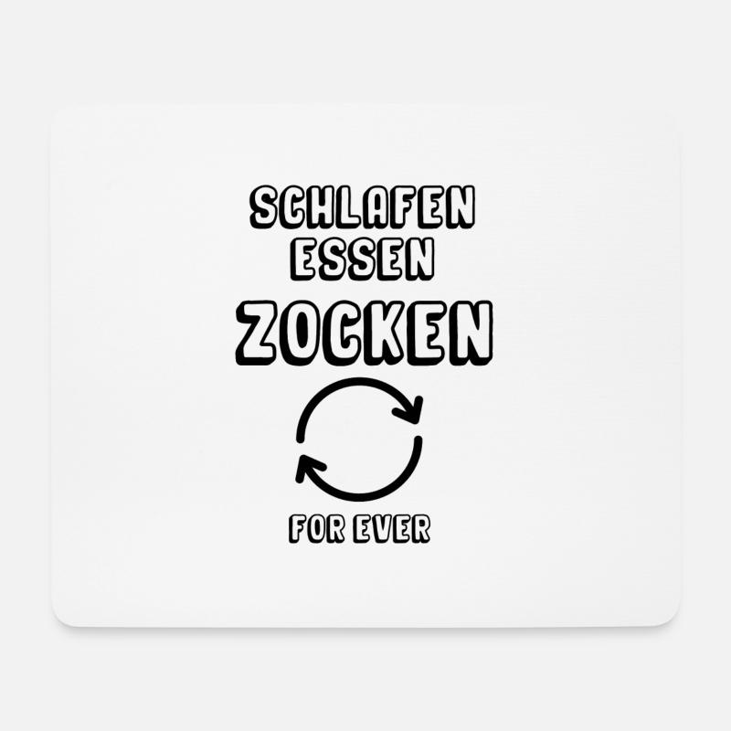 schlafen essen zocken for ever - Mousepad (Querformat) - Weiß