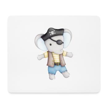 éléphant mignon comme un pirate - Tapis de souris (format paysage) - blanc - Devant