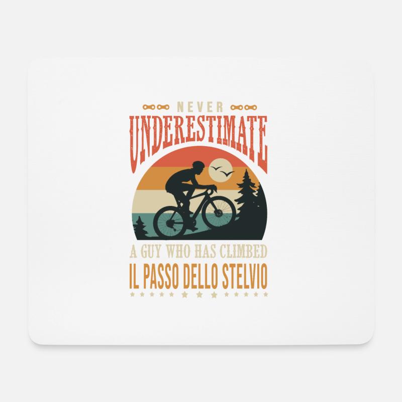 ein Typ, der Il passo dello Stelvio velo bestiegen hat - Mousepad (Querformat) - Weiß