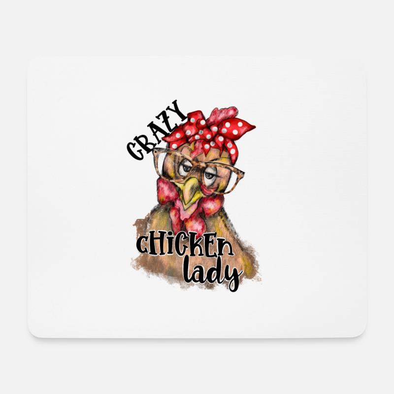 Crazy chicken lady Funny farm design - Mousepad (Querformat) - Weiß