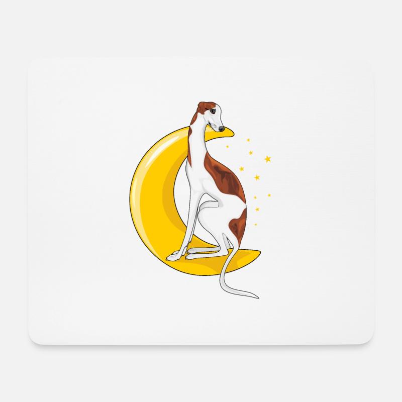 Windhund ruht auf dem Mond - Mousepad (Querformat) - Weiß