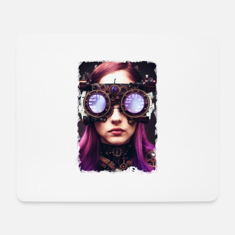 Futuristische Frau mit Sonnenbrille - Mousepad (Querformat) - Weiß