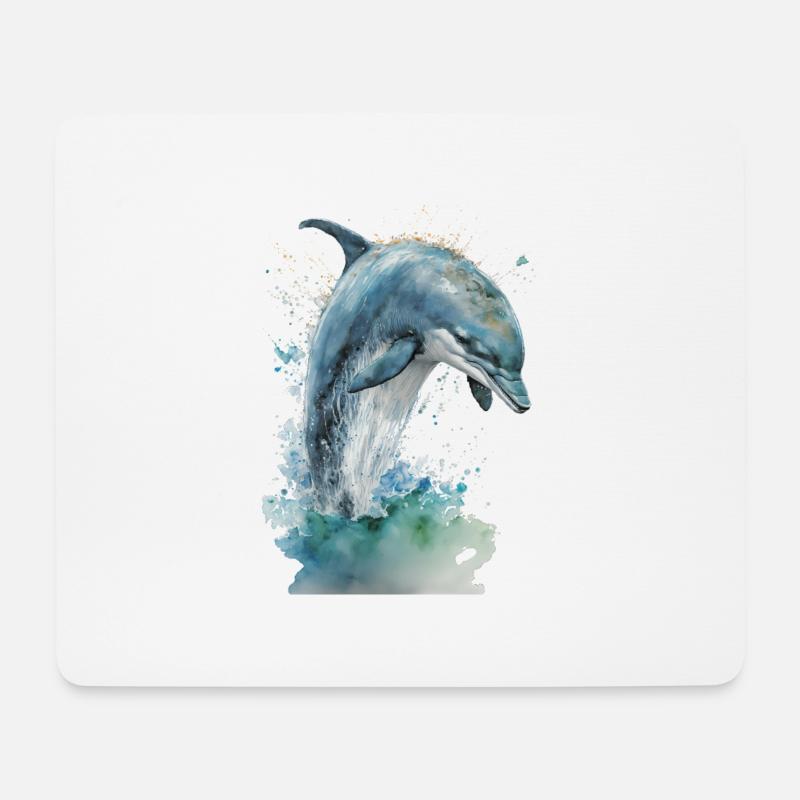Delfin Aquarell Wasserfarben Malerei - Mousepad (Querformat) - Weiß