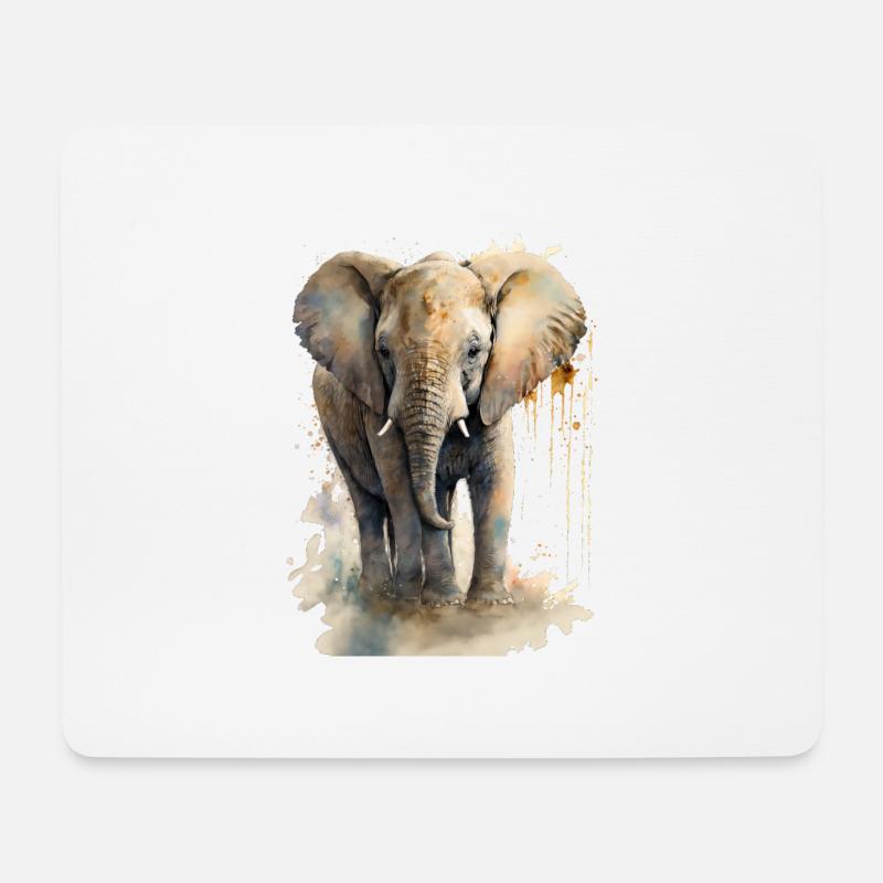 Süßer Kleiner Elefant Aquarell - Mousepad (Querformat) - Weiß