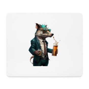 Cool animal with BIer. Style and alcohol - Mouse Pad (horizontal) - white - Front