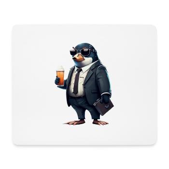 Cooler Biertrinkender Pinguin - suit up! - Mousepad (Querformat) - Weiß - Vorne