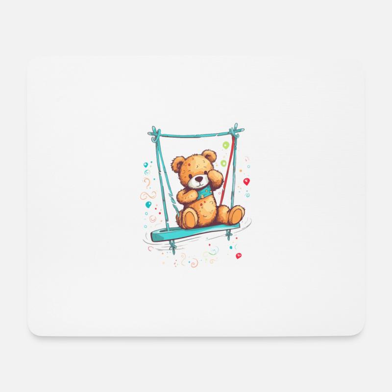 Teddy auf seiner Schaukel - Mousepad (Querformat) - Weiß