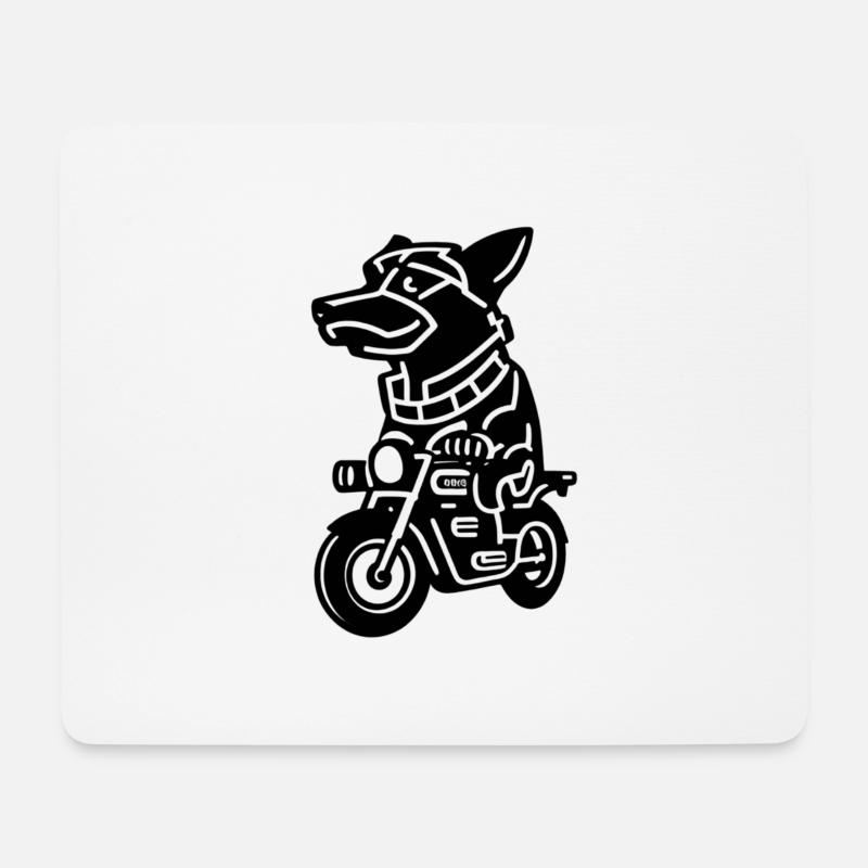 Lustiger Hundebiker - Mousepad (Querformat) - Weiß