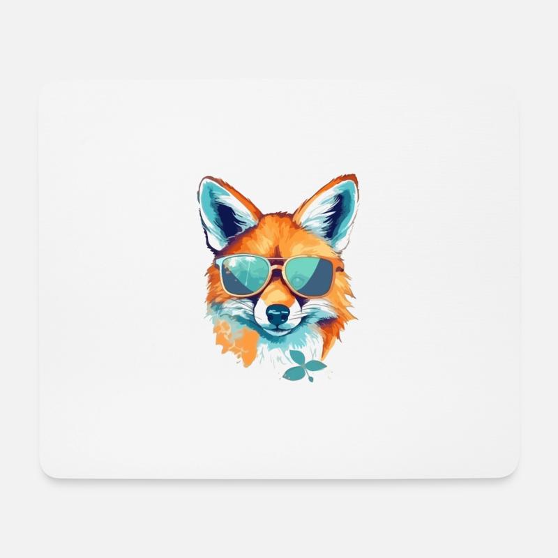 Iky, der bebrillte Fuchs - Mousepad (Querformat) - Weiß