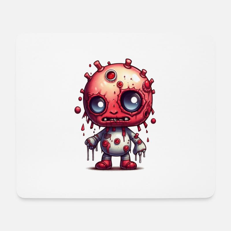 rotes süßes Monster - Mousepad (Querformat) - Weiß