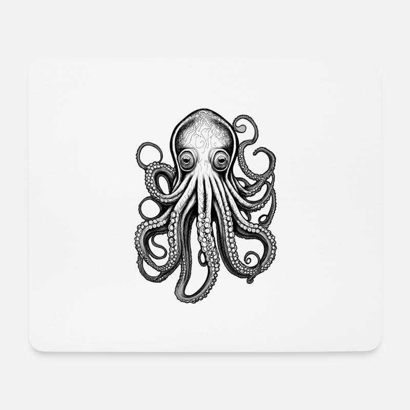 Psychedelischer Oktopus - Mousepad (Querformat) - Weiß