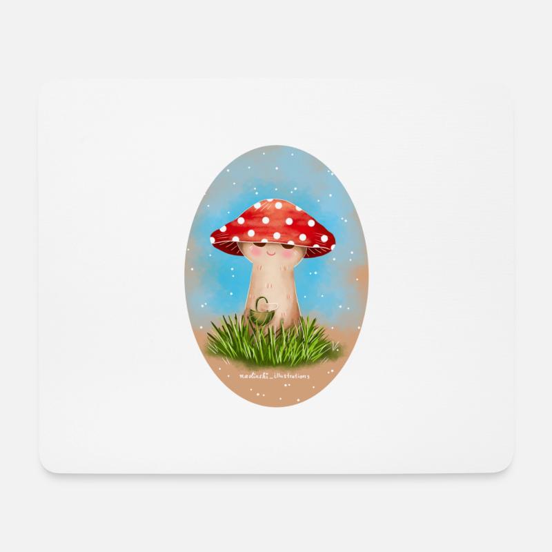 Mushroom goes shopping - Mouse Pad (horizontal) - white