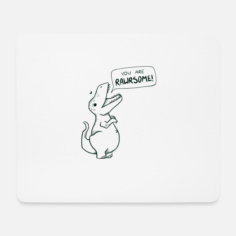 Süßer Dino Spruch "You are Rawrsome" - Mousepad (Querformat) - Weiß