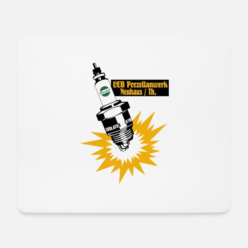 Zündkerzen Werbung DDR Retro - Mousepad (Querformat) - Weiß