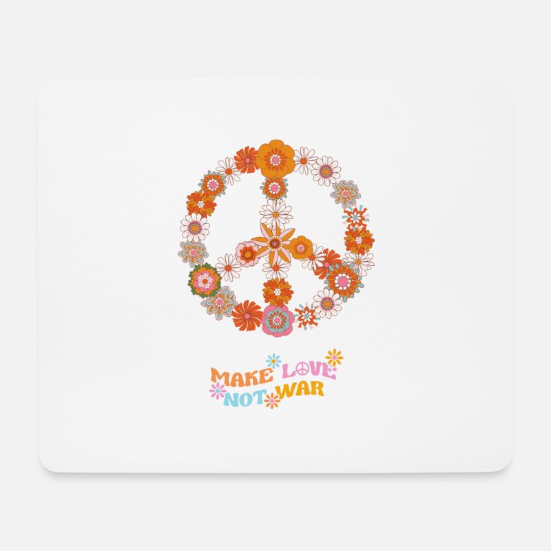 Peace Sign Make Love Not War - Mousepad (Querformat) - Weiß