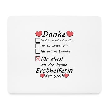Beste Ersthelferin Danke Dankeschön sagen - Mousepad (Querformat) - Weiß - Vorne