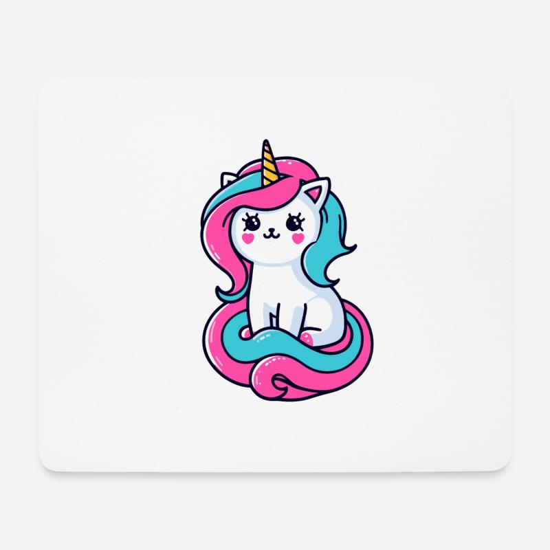 Einhorn Katze - Mousepad (Querformat) - Weiß