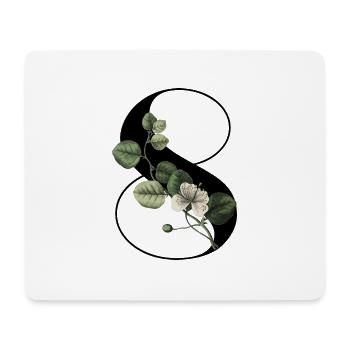 Numéro 8 floral vert -8e anniversaire floral - Tapis de souris (format paysage) - blanc - Devant