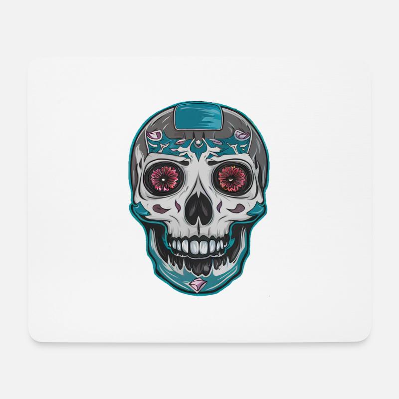 Schädel 2 - Mousepad (Querformat) - Weiß