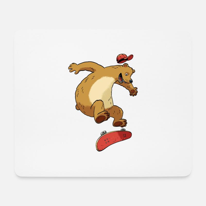 Bear on skateboard - Mouse Pad (horizontal) - white