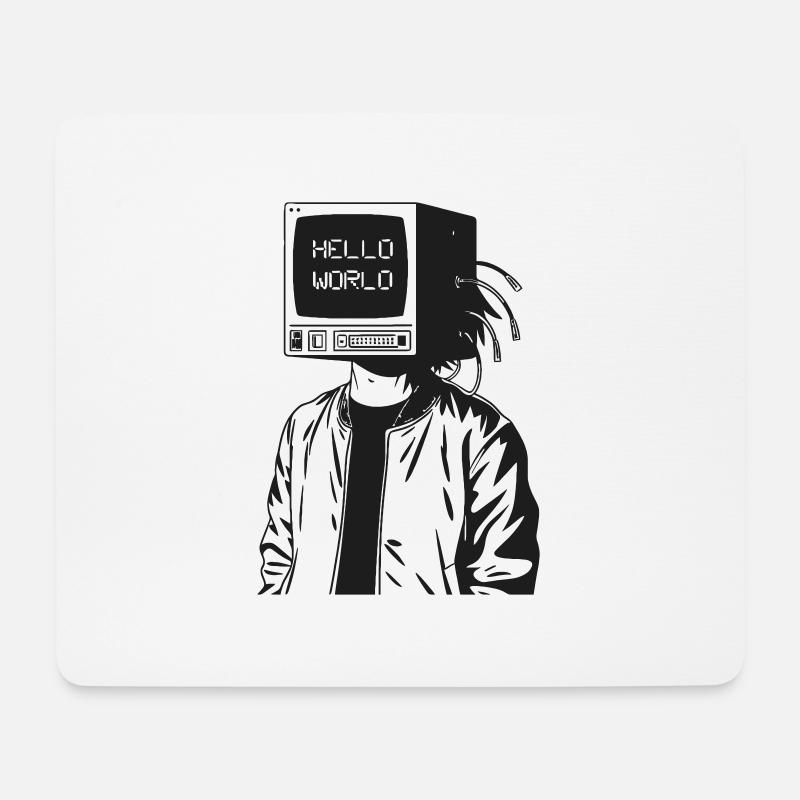 Computerkopf 2.0 - Mousepad (Querformat) - Weiß
