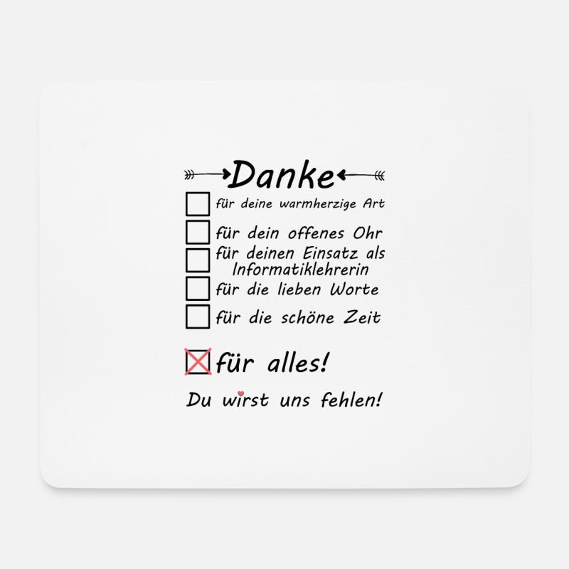 Informatiklehrerin Danke für Alles zum Abschied - Mousepad (Querformat) - Weiß