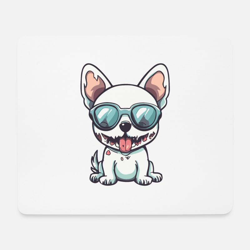 Hund Halloween Zombie Sonnenbrille - Mousepad (Querformat) - Weiß