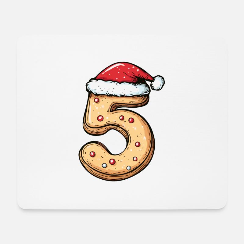 5 Zahl Weihnachten Keks - Mousepad (Querformat) - Weiß
