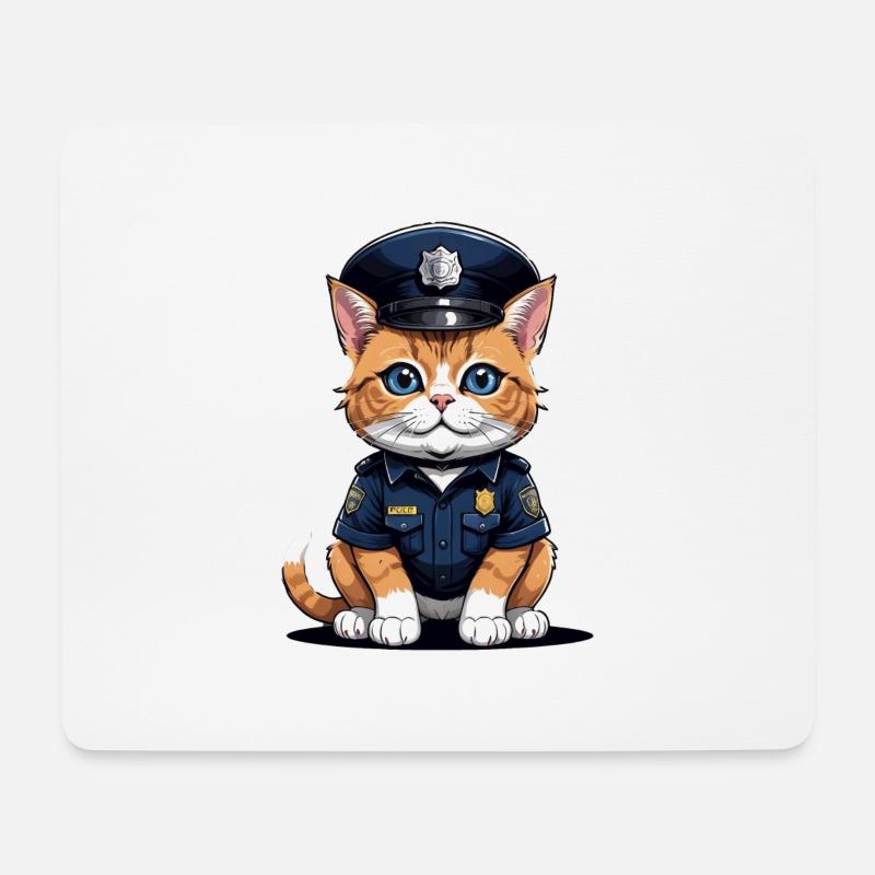 Katzen Polizist Cat Cop Geschenk Polizei - Mousepad (Querformat) - Weiß