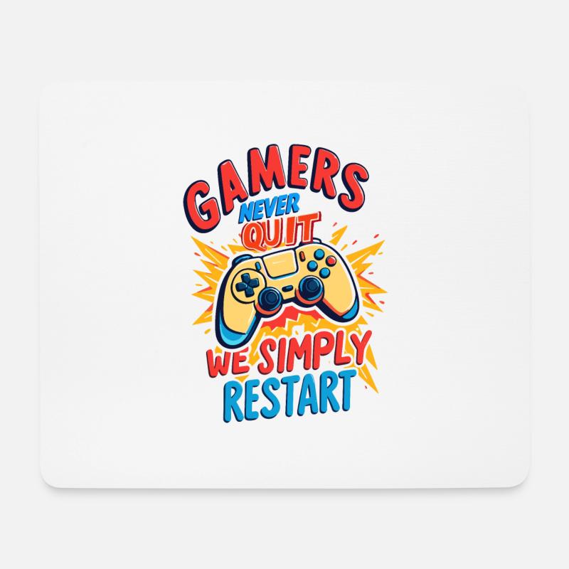 Gamer geben nie auf - Mousepad (Querformat) - Weiß