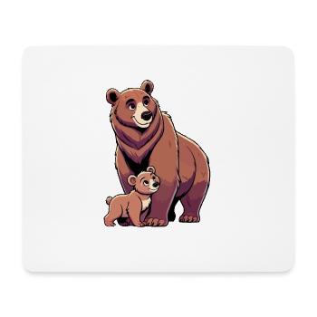 Brown bear mother and child - Mouse Pad (horizontal) - white - Front