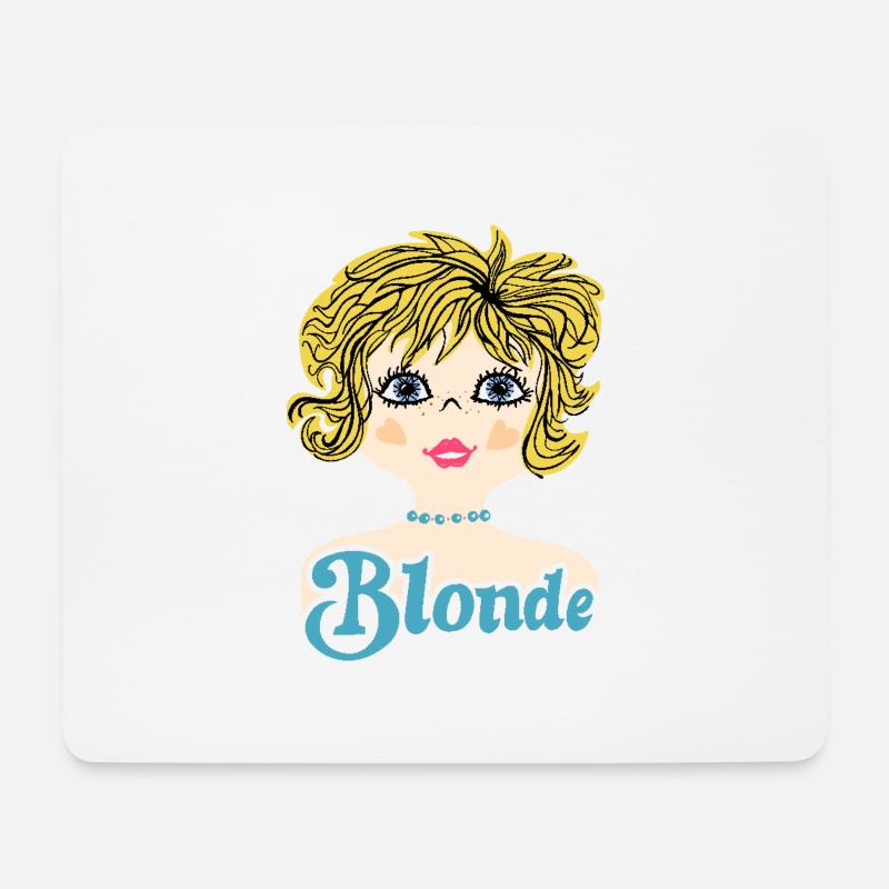 Retro Illustration Blonde - Mousepad (Querformat) - Weiß