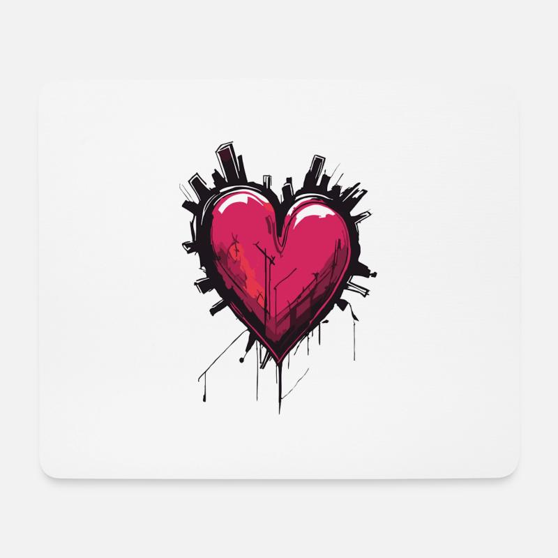 Herz für Kunstliebhaber - Mousepad (Querformat) - Weiß